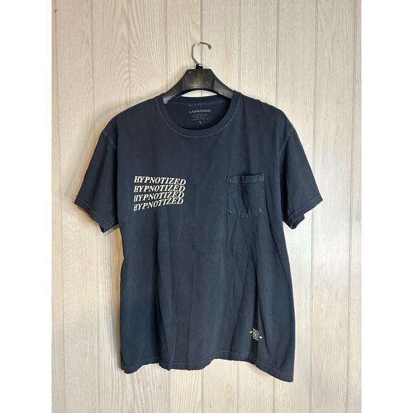 Hypnotized Block Letter Back design Black Y2K Tee Sz L - Picture 2 of 5